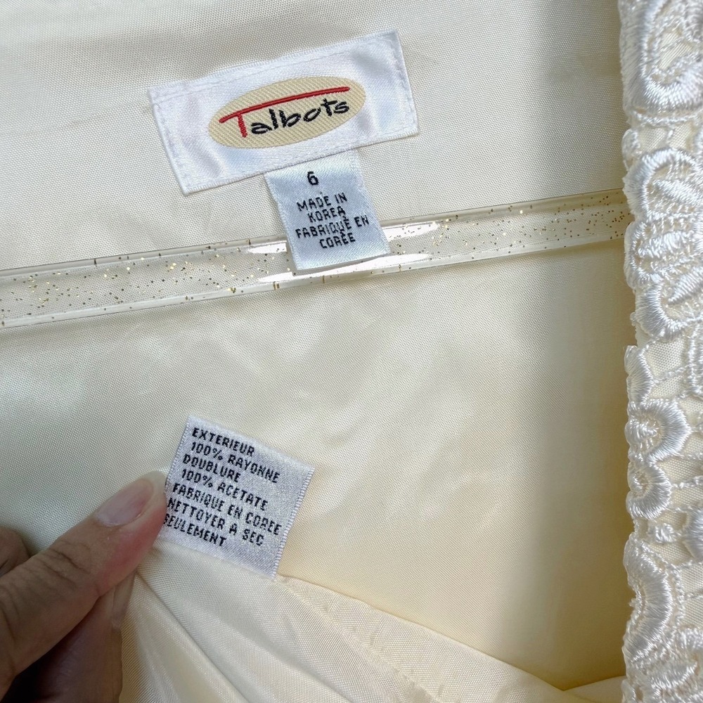 Vintage Talbots Floral Lace Jacket Ivory Cream Size 6 Fairy Ethereal Romantic - Picture 6 of 12